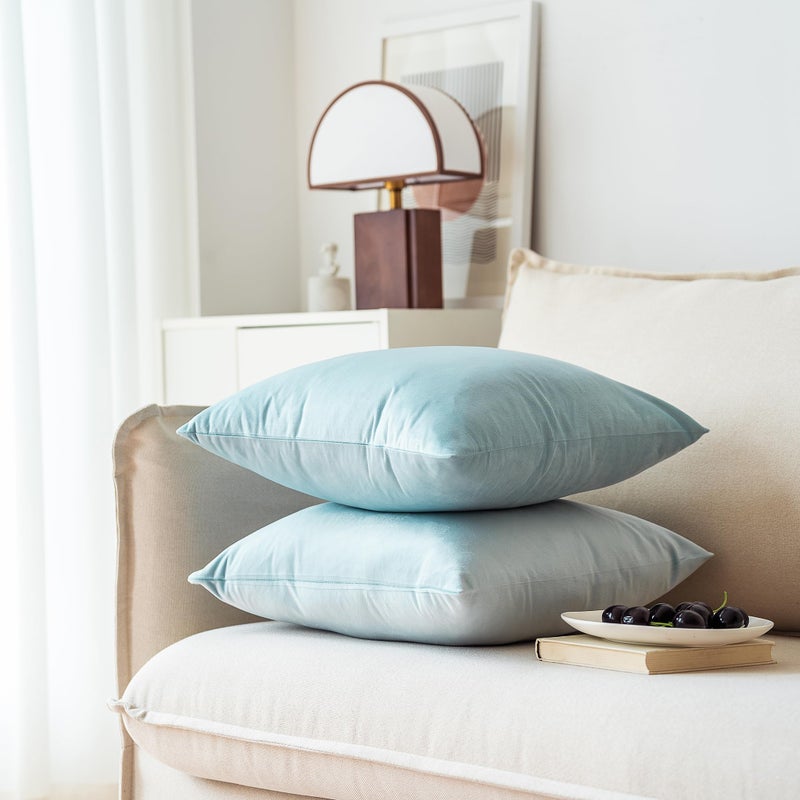 NiNi ALL Decorative Throw Pillow Covers Pack of 2, Velvet Throw Pillow Cases for Couch Pillows Cover Bedroom Living Room Outdoor Pillow Covers 18x18 Inch Baby Blue - Image 3