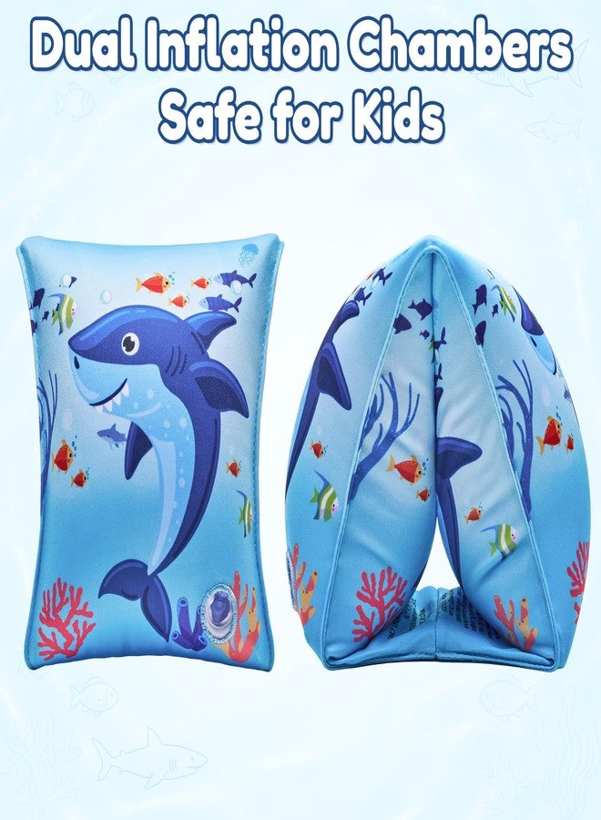 Parentswell 2 Pack Arm Floaties for Kids, Soft Fabric-Covered Inflatable Pool Floats, Learn-to-Swim Arm Bands for Boys Girls 3-5-6-12 Years, Swimming Pool Floats Sleeves for Toddlers, Blue - Image 2