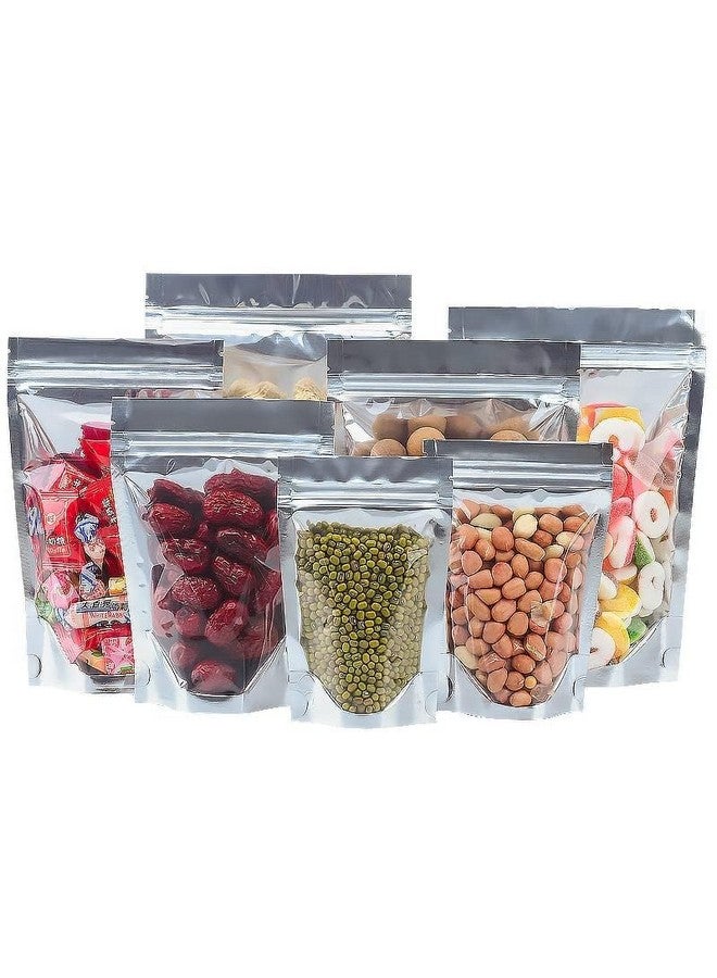 TRUE SHOP TRANSPARENT FRONT/SILVER BACK FOOD GRADE REUSABLE STORAGE STANDUP POUCHES WITH SILVER ZIPPER POLYTHENE PLASTIC COVER BAG (SIZE (12INCHx8INCH) OR(30CMx20CM) (1000GM CAPACITY PACK OF 20 PCS)) - Image 2
