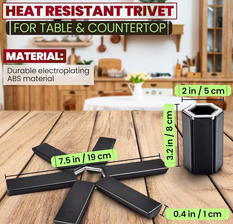 Rexez Foldable Trivets for Hot Dishes Trivets for Hot Pots and Pans Hot Pads for Countertops Hot Pan Holder for Counter Foldable Trivet Set Pan Holders for Hot Food Pot Holders for Kitchen | 2 Pack - Image 2