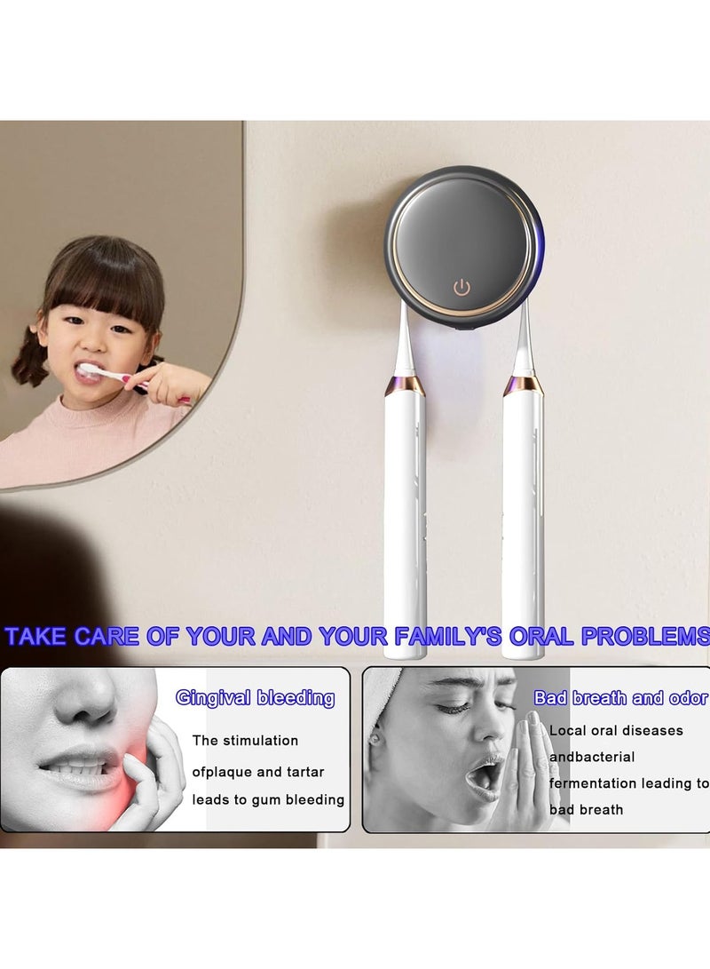 Toothbrush Holders for Bathrooms,Rechargeable Travel Toothbrush Holder,Home Wall Mounted Toothbrush Organizer with 2 Brush Slots, Smart Drying Toothbrush Cleaner （Grey） - Image 4