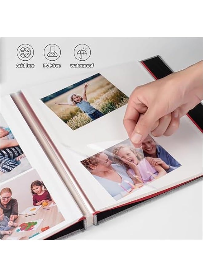 TRASSLE Large Photo Album Self Adhesive with Picture Display Window, DIY Scrapbook, 40 Pages Linen Cover Memory Book with Metallic Pen - Image 3