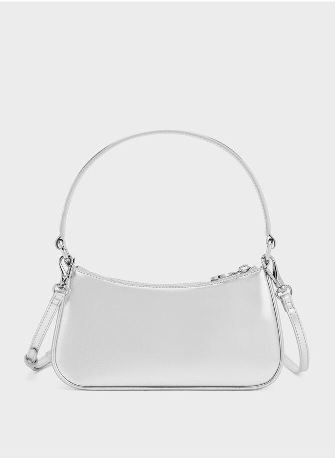 Charles & Keith Elspeth Metallic Curved Shoulder Bag  - Image 4