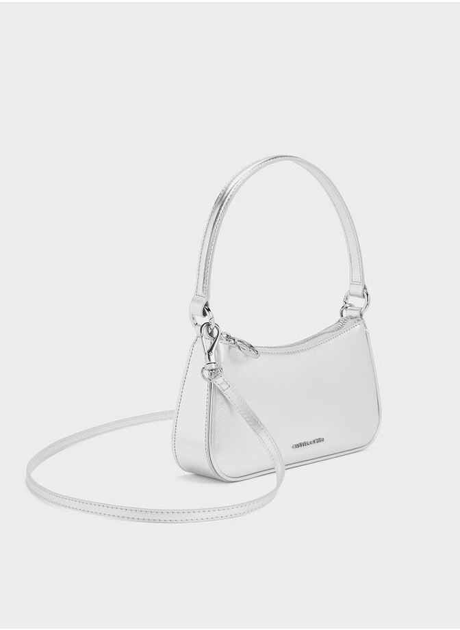 Charles & Keith Elspeth Metallic Curved Shoulder Bag  - Image 3