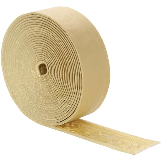 SELF-ADHESIVE 3D WALL EDGING 362"X3.1" FLEXIBLE PEEL AND STICK MOLDING TRIM FOR WALL MIRROR DOOR WARDROBE GAP SEALING FRAME LINES, GOLD TONE - Image 3