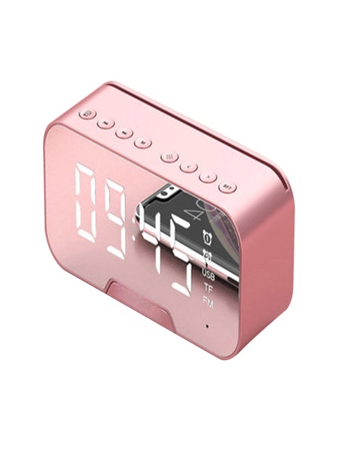 G5 G10 mirror clock wireless bluetooth speaker portable voice collection card bluetooth speaker Pink - Image 1