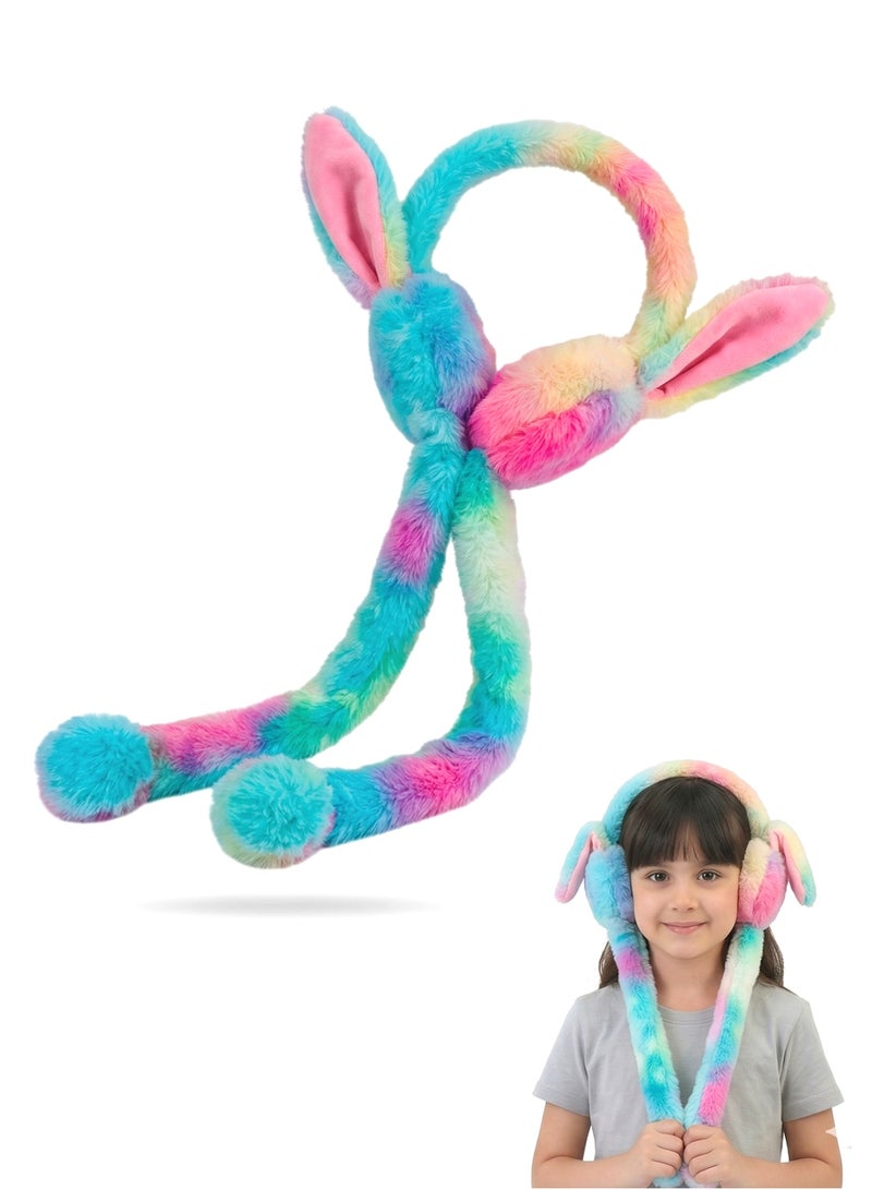 REZZOSS Cute Rabbit Ear Moving Earmuffs for Kids – Warm Plush LED Light-Up Winter Headband with Funny Jumping Ears | Soft & Cozy Cold Weather Accessory for Boys, Girls & Adults – Adorable Birthday, Eid & Christmas Gift for Kids Ages 3+ - Image 1