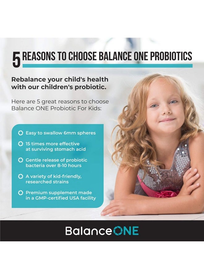Balance ONE - Probiotic For Kids 2 Month Supply Children’S Gut Health And Digestive Support Time Release 15X More Effective Shelf Stable Sugar Free Kids Probiotic 60 Easy To Swallow Tablets - Image 1