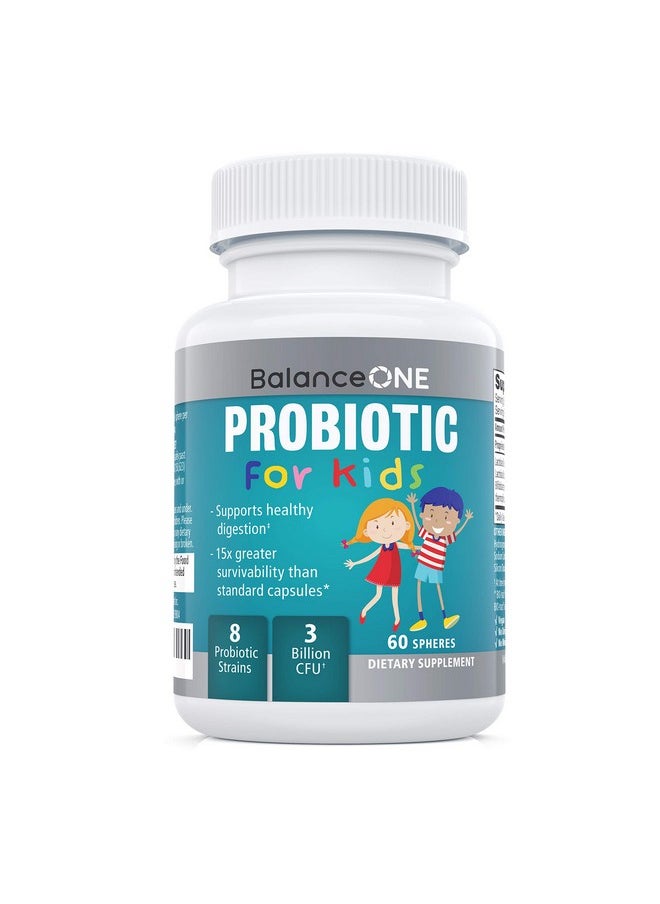 Balance ONE - Probiotic For Kids 2 Month Supply Children’S Gut Health And Digestive Support Time Release 15X More Effective Shelf Stable Sugar Free Kids Probiotic 60 Easy To Swallow Tablets - Image 1