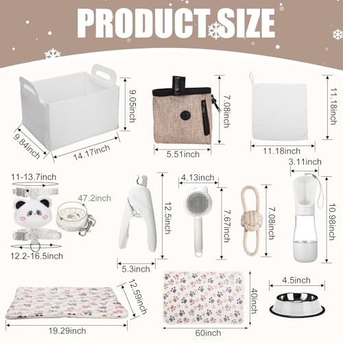 Abbylike 50 Pcs Puppy Supplies Starter Kit for Small Dogs Puppy Essentials Includes Leash Bowls Teeth Brushes Water Bottle and More Accessories for Dogs Christmas Welcome Gift White - Image 3
