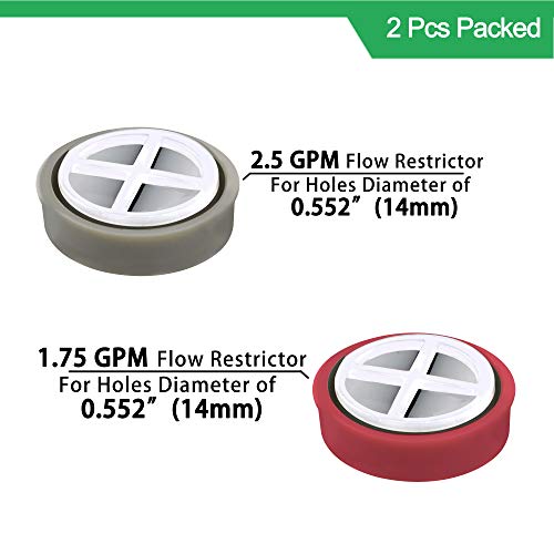 YOO.MEE Water Flow restrictor Combo for 2.5 GPM and 1.80GPM, Suitable for the Fixed Shower Head or Handheld Shower with the Holes Diameter of 0.552'' (14mm) - Image 2