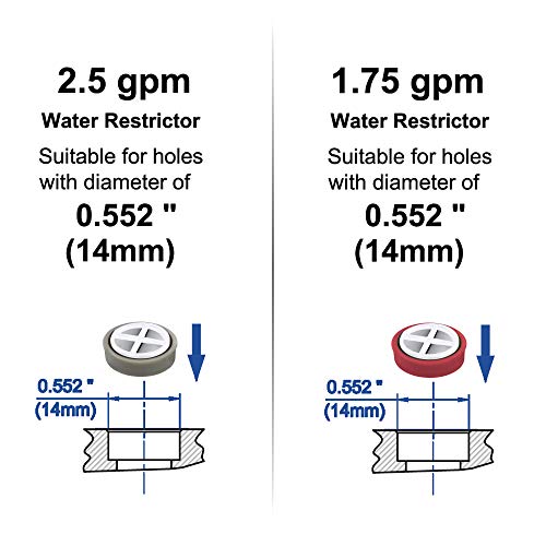 YOO.MEE Water Flow restrictor Combo for 2.5 GPM and 1.80GPM, Suitable for the Fixed Shower Head or Handheld Shower with the Holes Diameter of 0.552'' (14mm) - Image 3