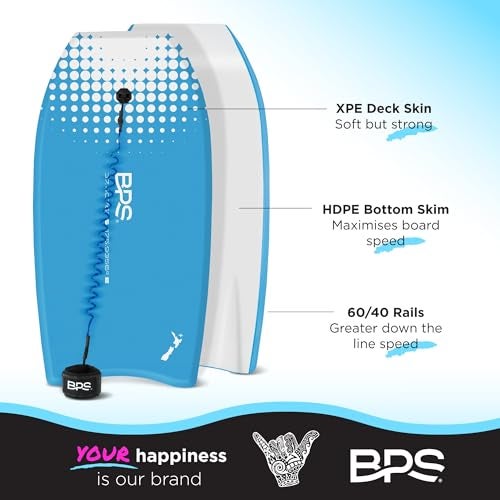 BPS Storm 33" Bodyboard - Includes Premium Coiled Leash (Single Board) (Blue, Purple) - Image 4