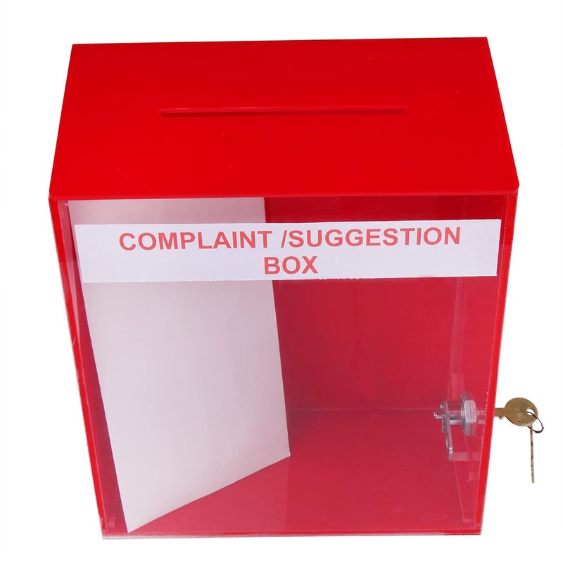 Rasper Acrylic Letter Box Wall Hanging for Home Office Acrylic Mailbox with Lock Acrylic Suggestion Box for Office Acrylic Complaint Box for School Wall Mounted 12x9x45 Inches Red Transparent - Image 4