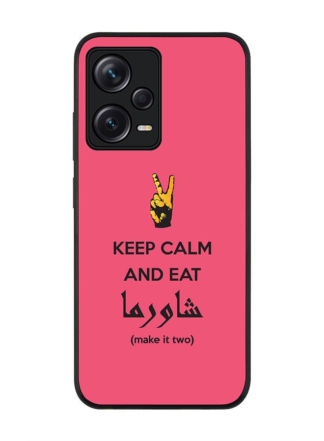 Stylizedd Rugged Black edge case for Redmi Note 12 Pro 5G Slim fit Soft Case Flexible Rubber Edges Anti Drop TPU Gel Thin Cover - Keep Calm And Eat Shawarma (Pink) - Image 1