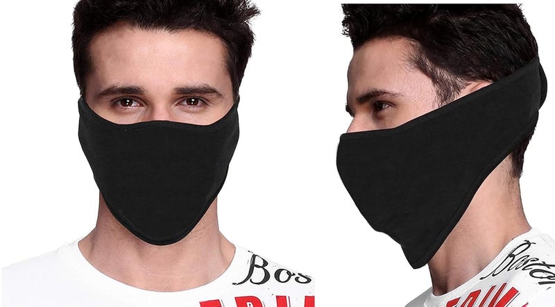 PrimeBox Men Pro Cotton Fabric Bike Riding Washable Reusable Dust Protection Cover Face Mask For Men Women Balaclava Neck Gaiter pack of 2pcs mask (Mask-Ninja-Plain-2pcs) - Image 2