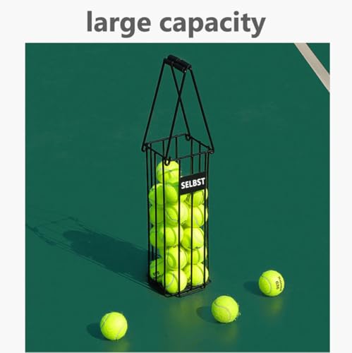 Selbst Tennis Ball Hopper, Tennis Balls Basket, Portable Pickleball Collector with Mesh Carry Bag - Large Capacity Carrier Picker Upper Caddy - Image 4