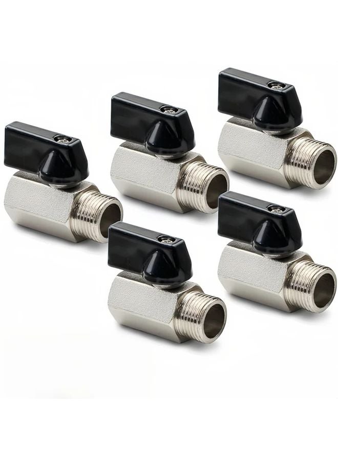 5Pcs 14 BSP Female Male Nickel Plated Brass Mini Ball Valve 12 Size - Image 1