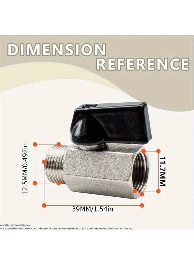 5Pcs 14 BSP Female Male Nickel Plated Brass Mini Ball Valve 12 Size - Image 3