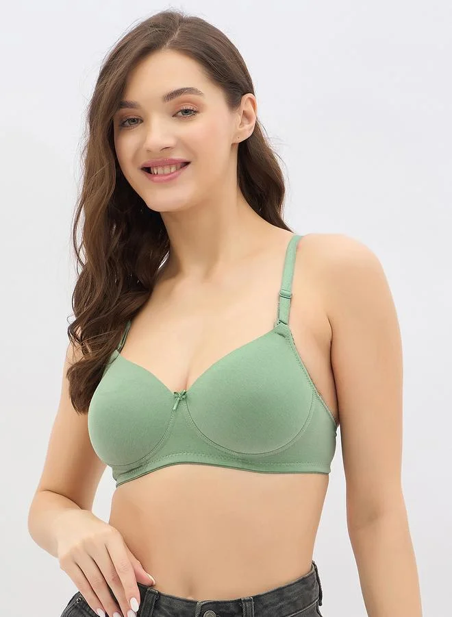 Clovia Cotton Padded Non-Wired Demi Cup T-shirt Bra