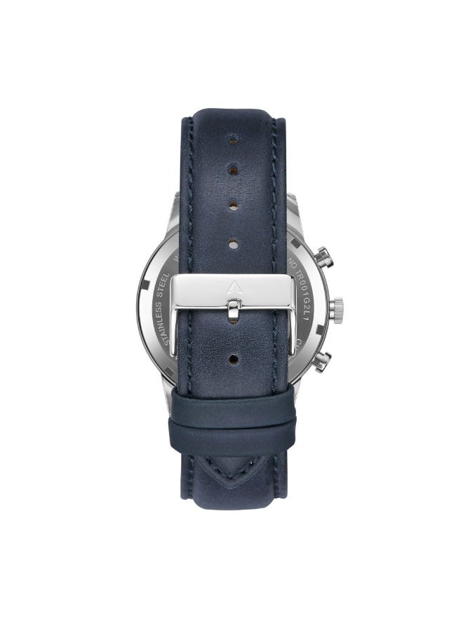 ترندا ساعة TRNDA الفولاذية الرجالية - طراز خالد مع سوار جلد أزرق ومينا داكن - Image 5
