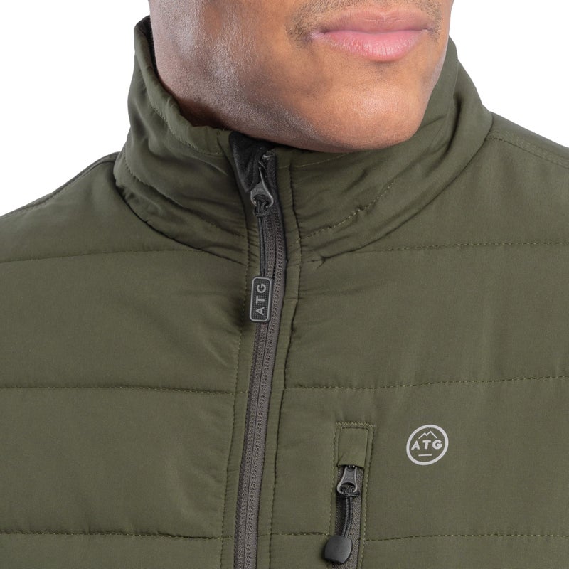 ATG by Wrangler Men's Mock Neck Quilted Jacket, Olive Green, Medium - Image 2