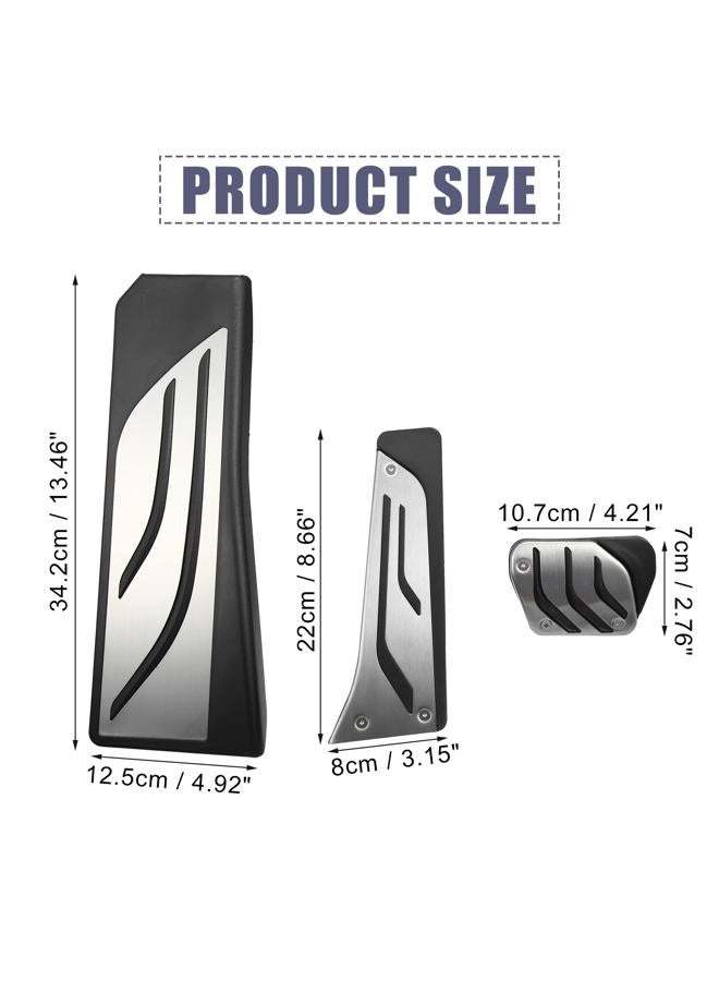 X AUTOHAUX 3 Pcs Accelerator Pedal and Brake Pedal Cover Set for BMW 1 2 3 4 Series F20 F21 F22 F23 F30 F31 F32 F33 F34 F36 Metal Rubber Silver Tone Black - Image 4