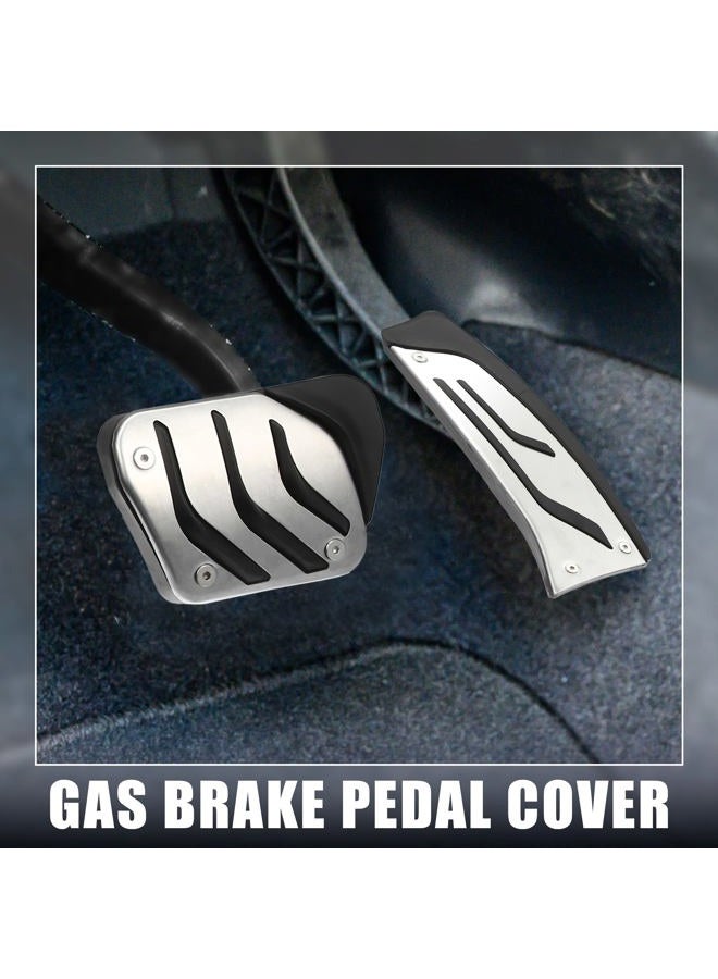 X AUTOHAUX 3 Pcs Accelerator Pedal and Brake Pedal Cover Set for BMW 1 2 3 4 Series F20 F21 F22 F23 F30 F31 F32 F33 F34 F36 Metal Rubber Silver Tone Black - Image 2