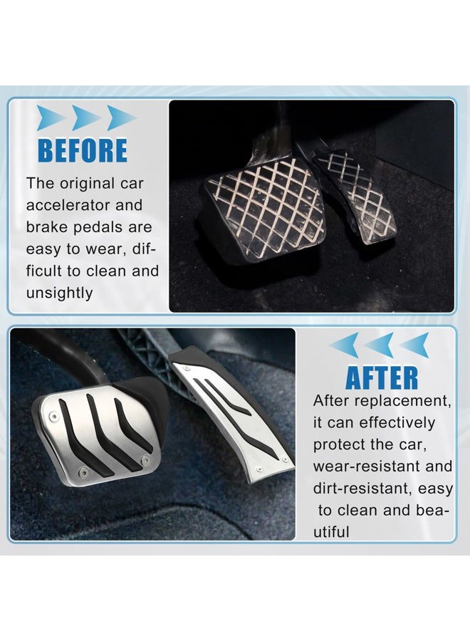X AUTOHAUX 3 Pcs Accelerator Pedal and Brake Pedal Cover Set for BMW 1 2 3 4 Series F20 F21 F22 F23 F30 F31 F32 F33 F34 F36 Metal Rubber Silver Tone Black - Image 3
