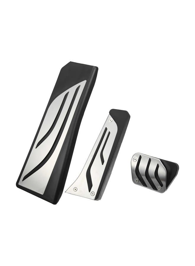 X AUTOHAUX 3 Pcs Accelerator Pedal and Brake Pedal Cover Set for BMW 1 2 3 4 Series F20 F21 F22 F23 F30 F31 F32 F33 F34 F36 Metal Rubber Silver Tone Black - Image 1
