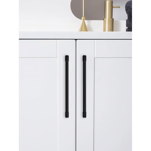 ZAUYX Solid Heavy Duty Jasper Pulls 2 Pack Matte Black Cabinet Pulls 8 Inch Hole Centers for Kitchen Cupboard Handles Modern Drawer Pulls Bathroom Cabinet Pulls - Image 4