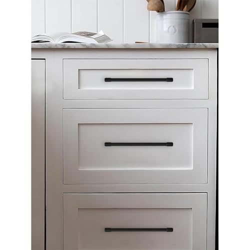 ZAUYX Solid Heavy Duty Jasper Pulls 2 Pack Matte Black Cabinet Pulls 8 Inch Hole Centers for Kitchen Cupboard Handles Modern Drawer Pulls Bathroom Cabinet Pulls - Image 5