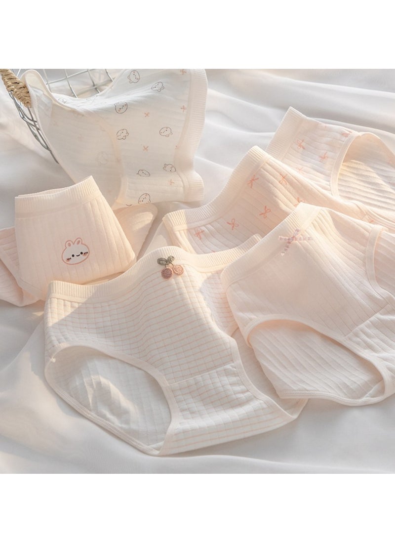 مجموعة من 5 ملابس داخلية قطنية أنيقة بخصر متوسط، ملابس داخلية مريحة وجيدة التهوية للفتيات - Image 2