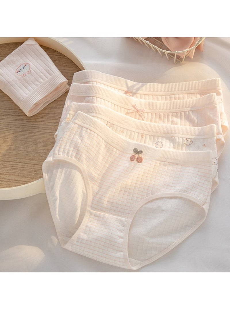 مجموعة من 5 ملابس داخلية قطنية أنيقة بخصر متوسط، ملابس داخلية مريحة وجيدة التهوية للفتيات - Image 3