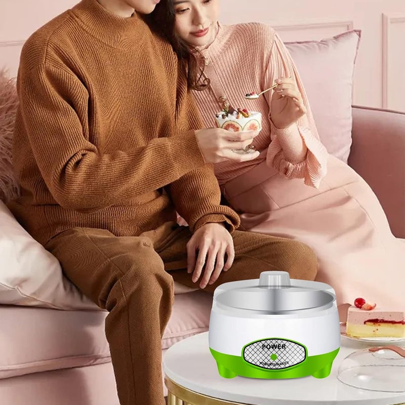 cheekyglo Yogurt Maker Machine, Household Appliances Automatic Fermented Yogurt Maker with Stainless Steel Inner Pot, Durable DIY Breakfast Baby, Kids, Home Organic Use (Green) - Image 5