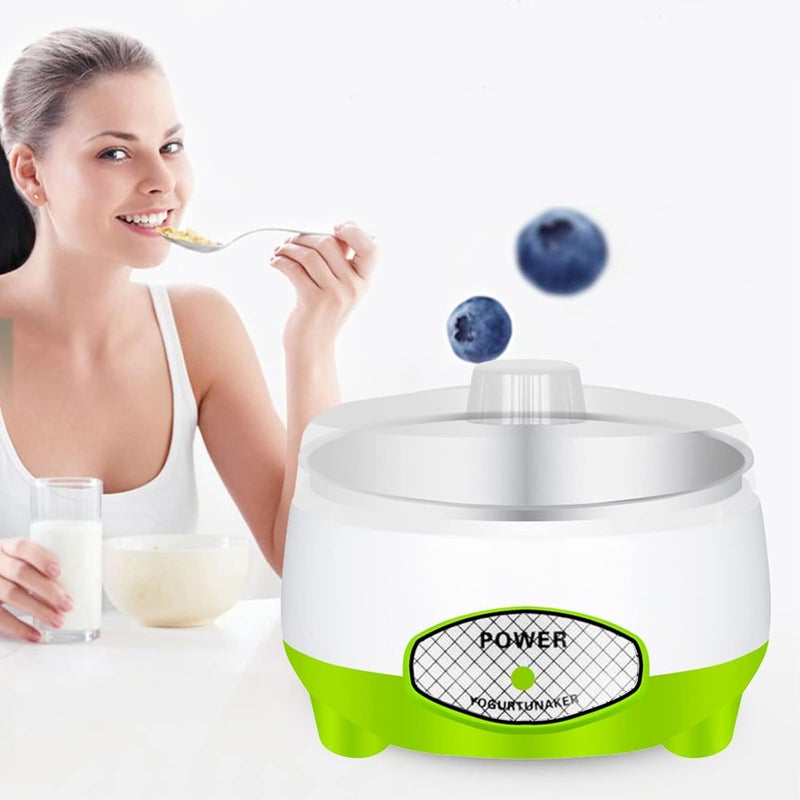 cheekyglo Yogurt Maker Machine, Household Appliances Automatic Fermented Yogurt Maker with Stainless Steel Inner Pot, Durable DIY Breakfast Baby, Kids, Home Organic Use (Green) - Image 3