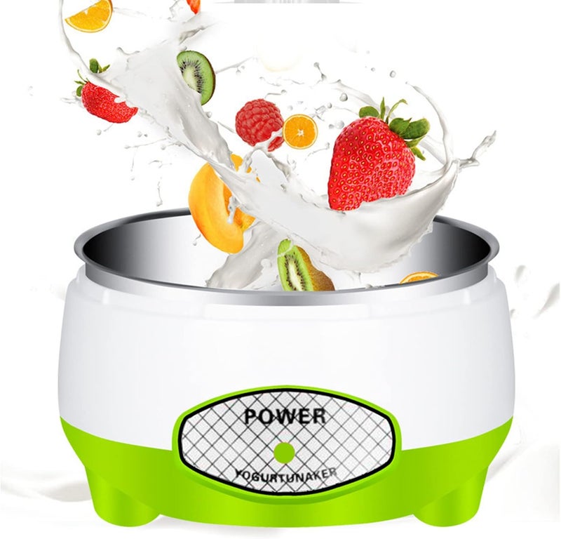 cheekyglo Yogurt Maker Machine, Household Appliances Automatic Fermented Yogurt Maker with Stainless Steel Inner Pot, Durable DIY Breakfast Baby, Kids, Home Organic Use (Green) - Image 1