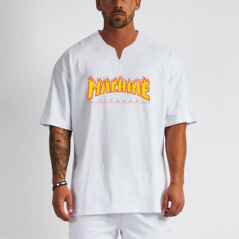 Summer Fitness Sports cotton short-sleeved T-shirt men''s cross-border foreign trade fashion brand all-match loose plus size casual training clothes - Image 3