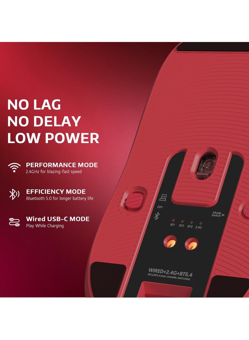 X6 Lightweight Wireless Gaming Mouse with RGB Backlight Charging Base,Tri-Mode Wired/2.4GHz/BT5.2,26K DPI, PAW3395 Optical Sensor,HUANO Switch,5programmable Buttons
