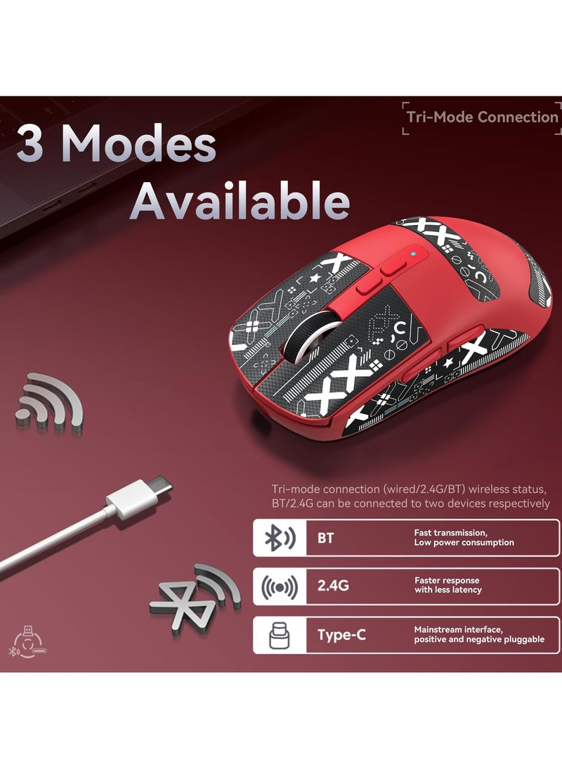 Attack Shark X6 Lightweight Wireless Gaming Mouse with RGB Backlight Charging Base,Tri-Mode Wired/2.4GHz/BT5.2,26K DPI, PAW3395 Optical Sensor,HUANO Switch,5programmable Buttons - Image 4