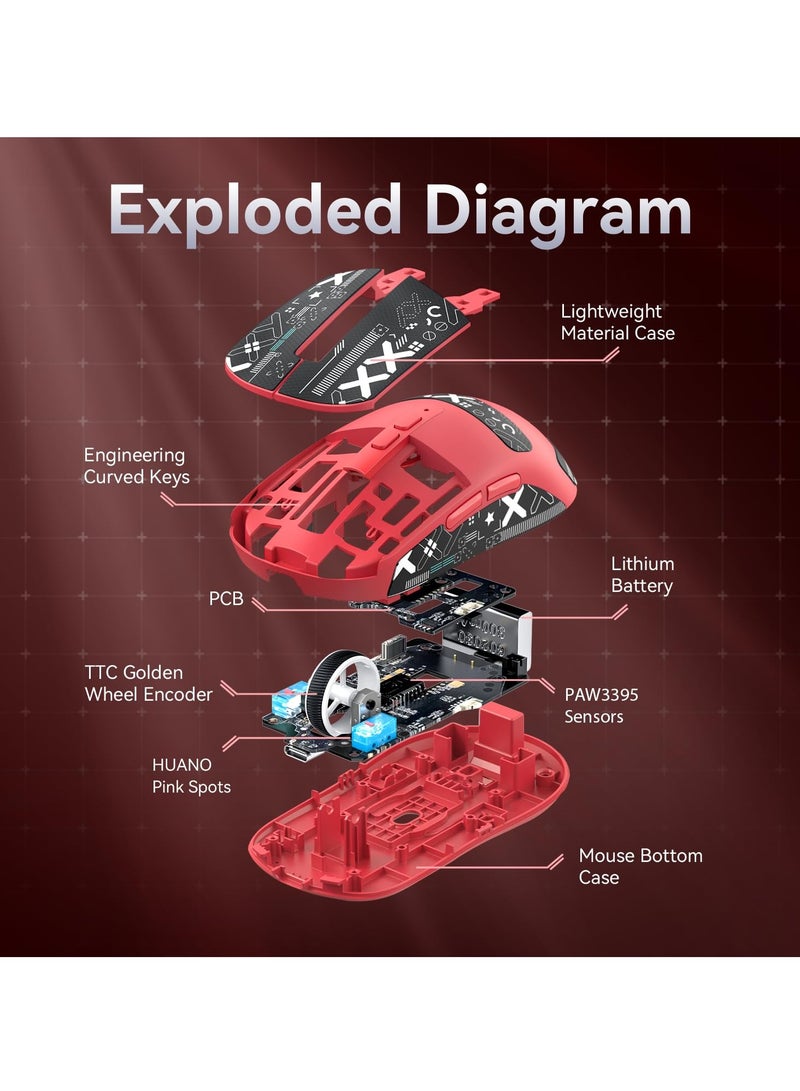 Attack Shark X6 Lightweight Wireless Gaming Mouse with RGB Backlight Charging Base,Tri-Mode Wired/2.4GHz/BT5.2,26K DPI, PAW3395 Optical Sensor,HUANO Switch,5programmable Buttons - Image 5