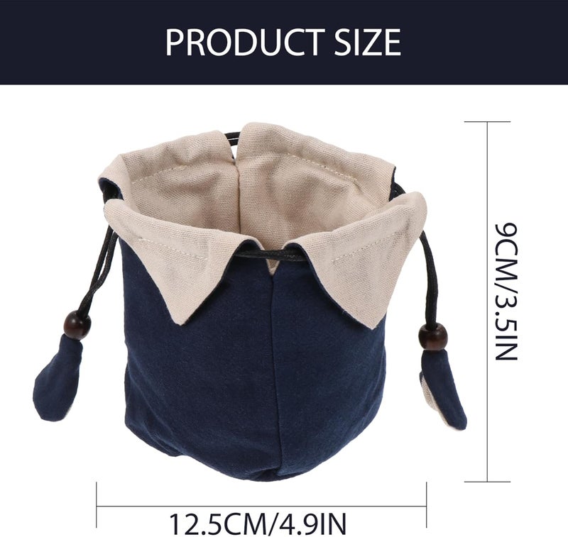 Elegant practical multi-option build OSALADI Portable Cotton Linen Teapot Storage Bag Travel Tea Set Pouch with Drawstring Closure Blue Teaware Organizer for Kung Fu Tea Fault optimized construction - Image 2