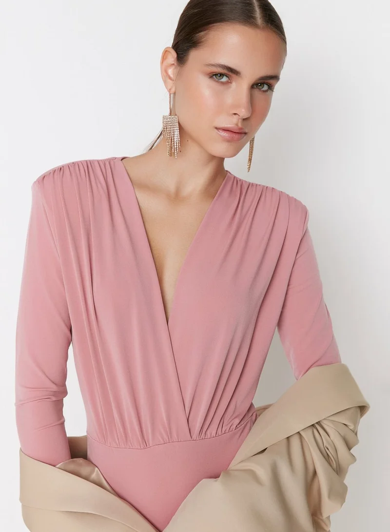 trendyol Plunge Neck Pleat Detail Body