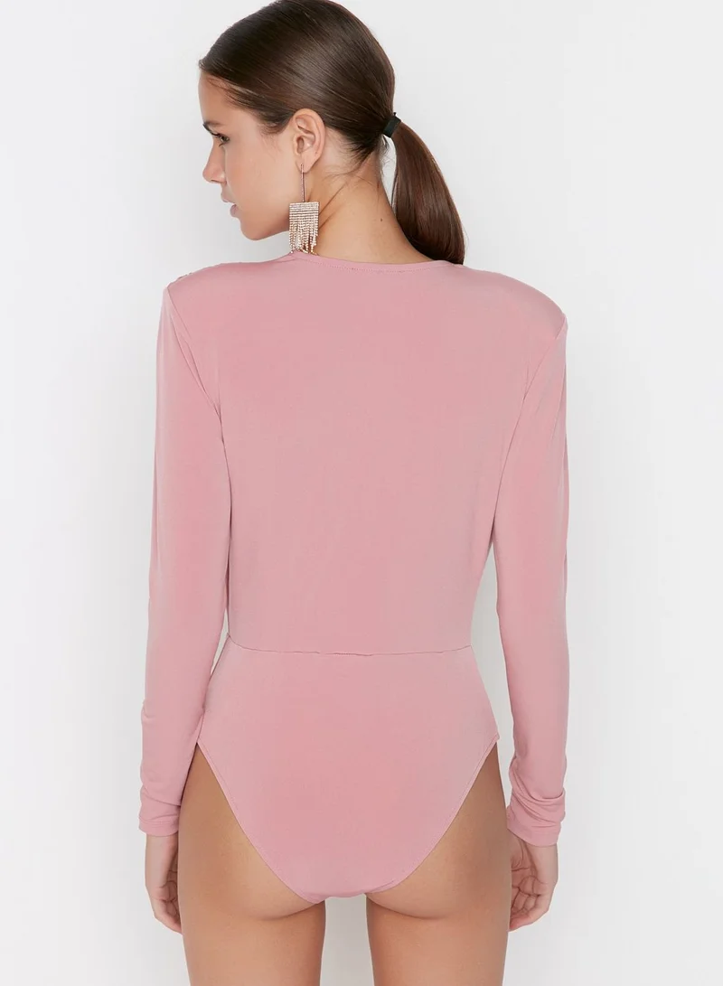 trendyol Plunge Neck Pleat Detail Body