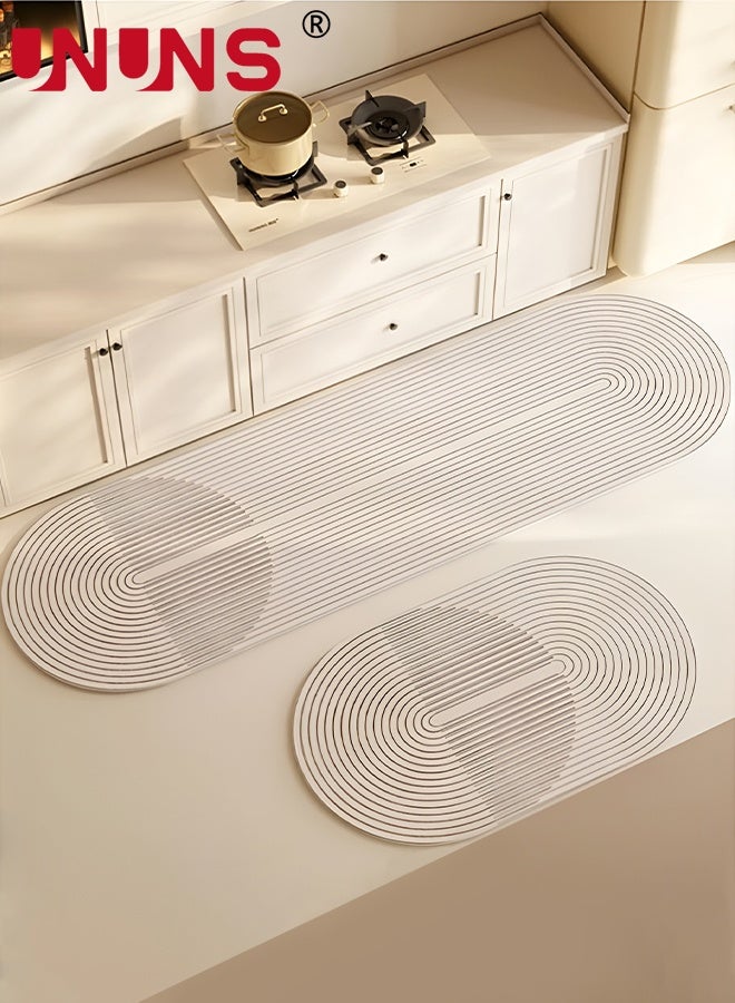 UNUNS 2PCS Absorbent Bath Mat Rug Sets,Quick Drying Mat Silicone Magic Bath Mat Non-slip Floor Rug Rubber Backed For Bathroom Kitchen Shower Sink (40x120+40x60cm,Gray) - Image 1