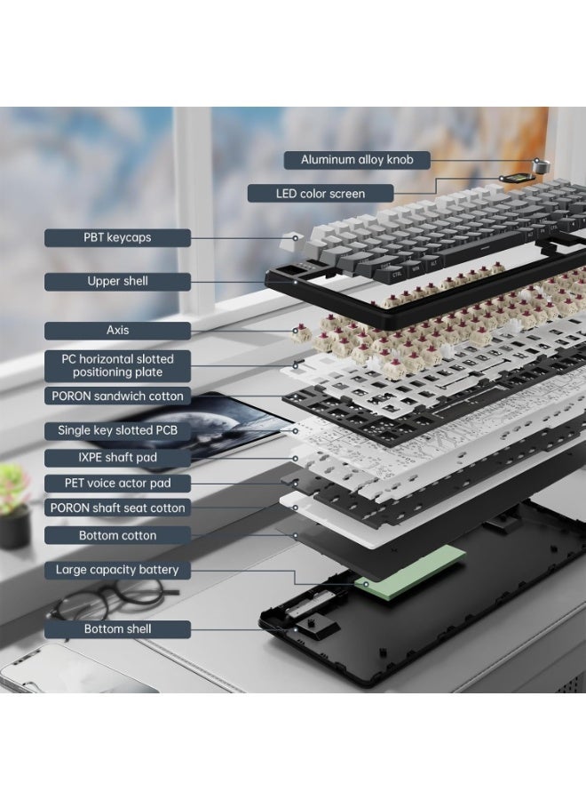 Attack Shark X98PRO Wireless Mechanical Keyboard,2.4GHz/USB-C/BT5.0 Gasket Hot Swappable Custom Keyboard,Side Printed PBT Keycaps Mechanical Gaming Keyboard for PC - Image 4