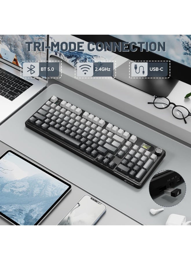 Attack Shark X98PRO Wireless Mechanical Keyboard,2.4GHz/USB-C/BT5.0 Gasket Hot Swappable Custom Keyboard,Side Printed PBT Keycaps Mechanical Gaming Keyboard for PC - Image 3