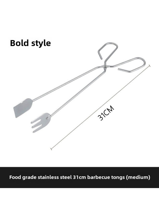 Food Clip Charcoal Barbecue Clip Charcoal Clip Barbecue Clip Carbon Clip Multifunctional Food Clip Charcoal Fire Tongs Special Tool-Color:[bold And Thickened] Medium Size 31cm Single Pack - Image 1