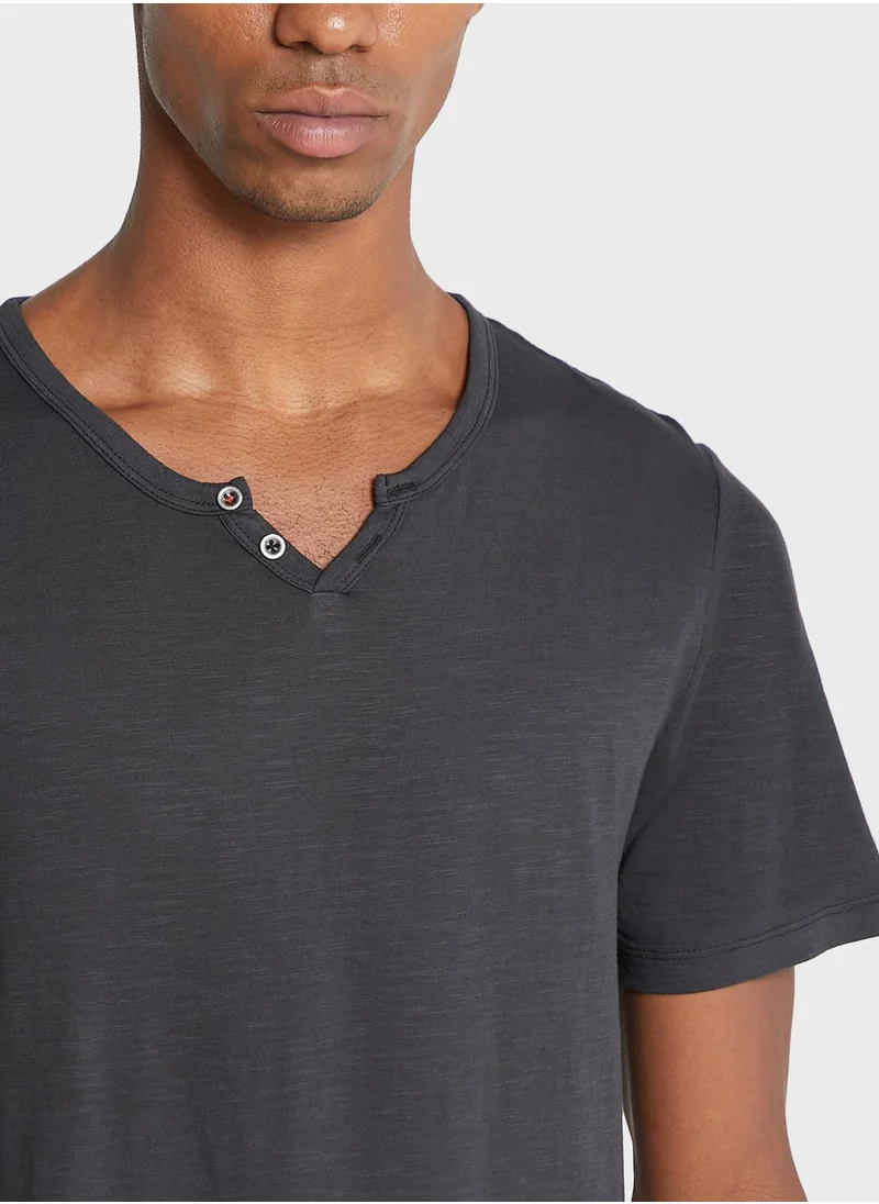 JACK & JONES Essential Split Neck T-Shirt