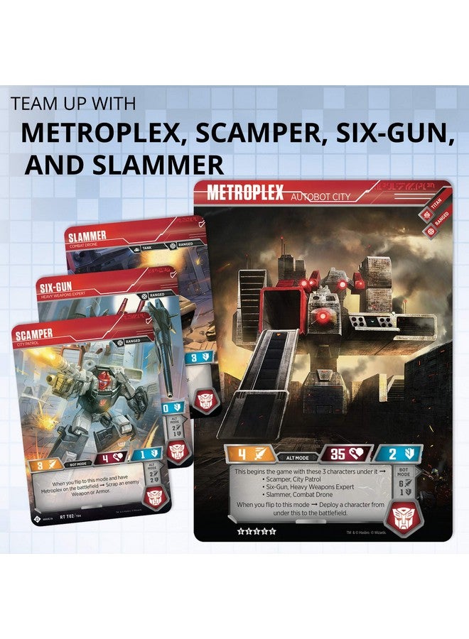 TRANSFORMERS Transformers TCG Metroplex Deck | Foil Titan-Sized Character Card | 44 Cards Incl. Scamper, Six Gun, Slammer - Image 3